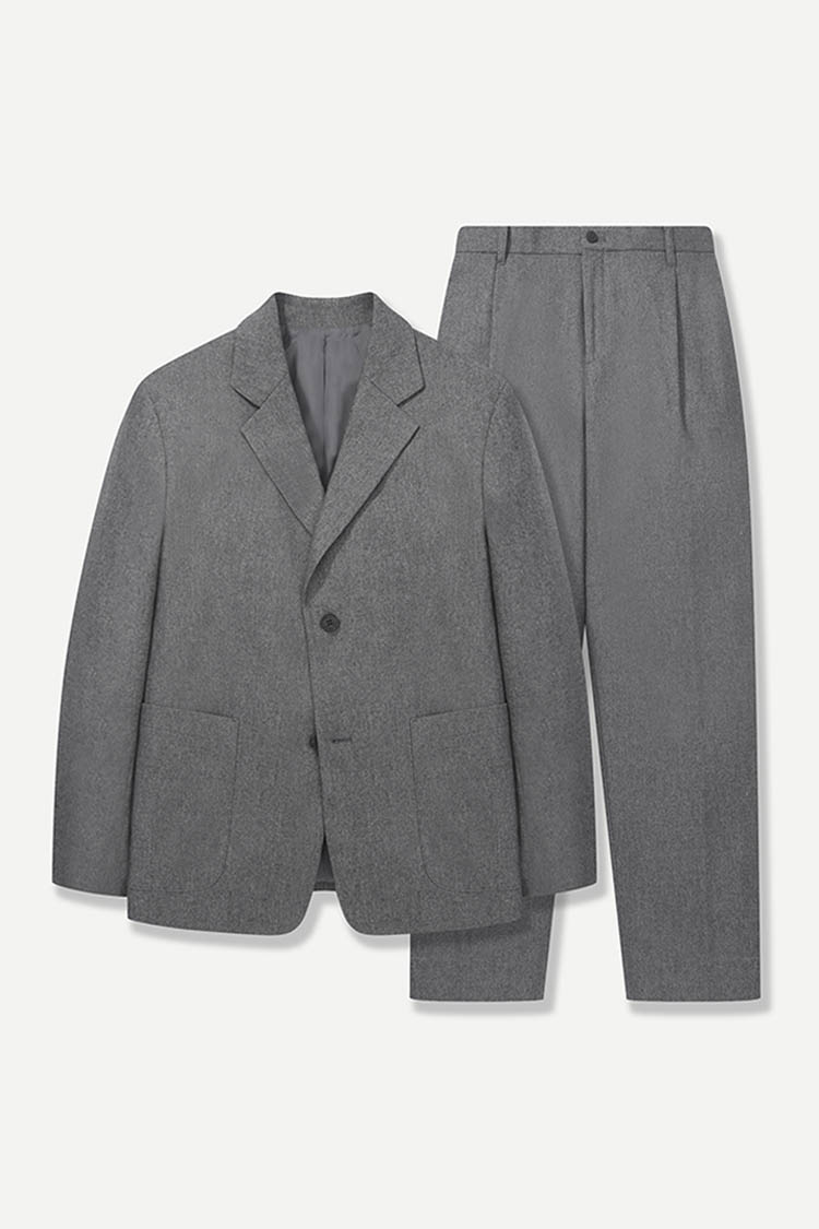 울 캐시미어 오버핏 셋업 다크 네이비