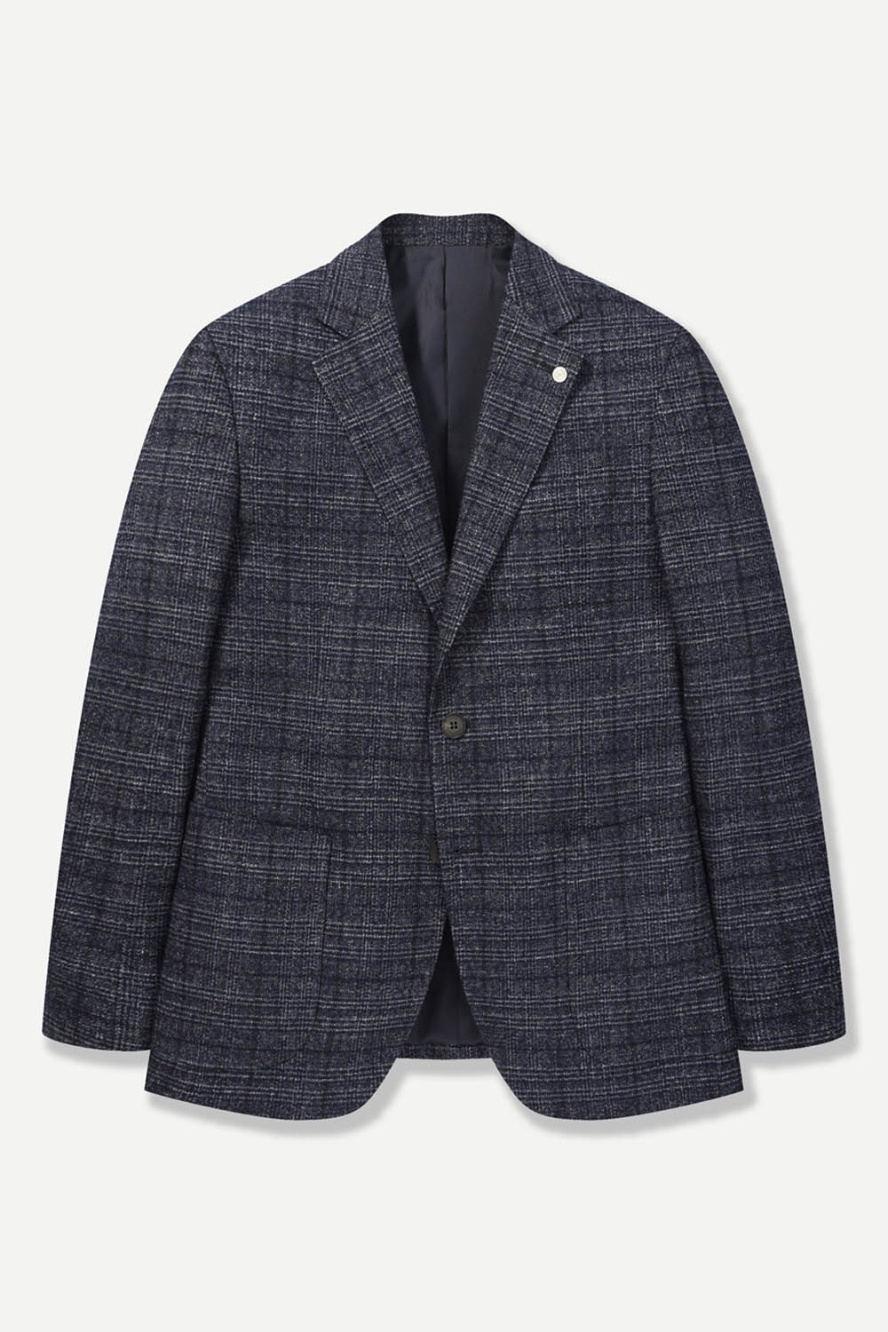 [공식몰] 울 혼방 체크 CAMICIA 자켓 네이비