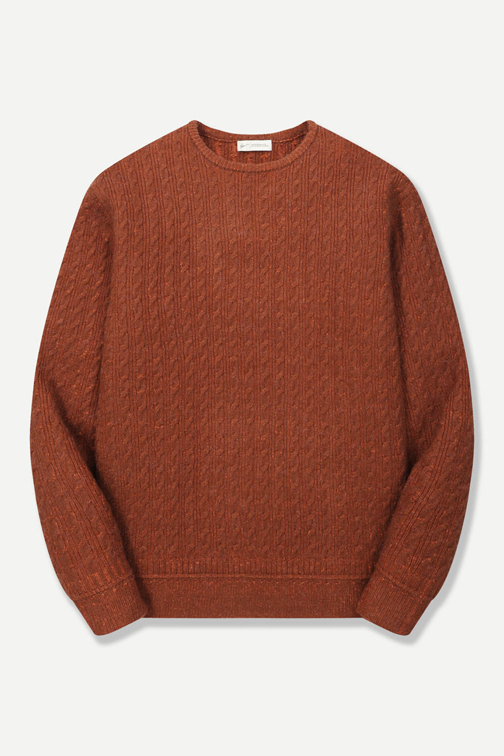 울 혼방 투톤 케이블 라운드 니트 핑크