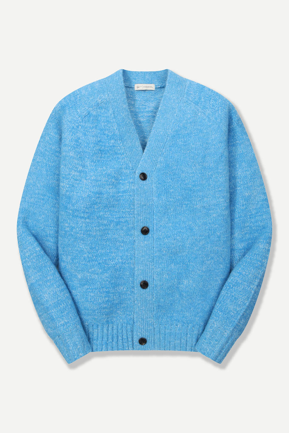 헤어리 텍스처 Y넥 가디건 블루