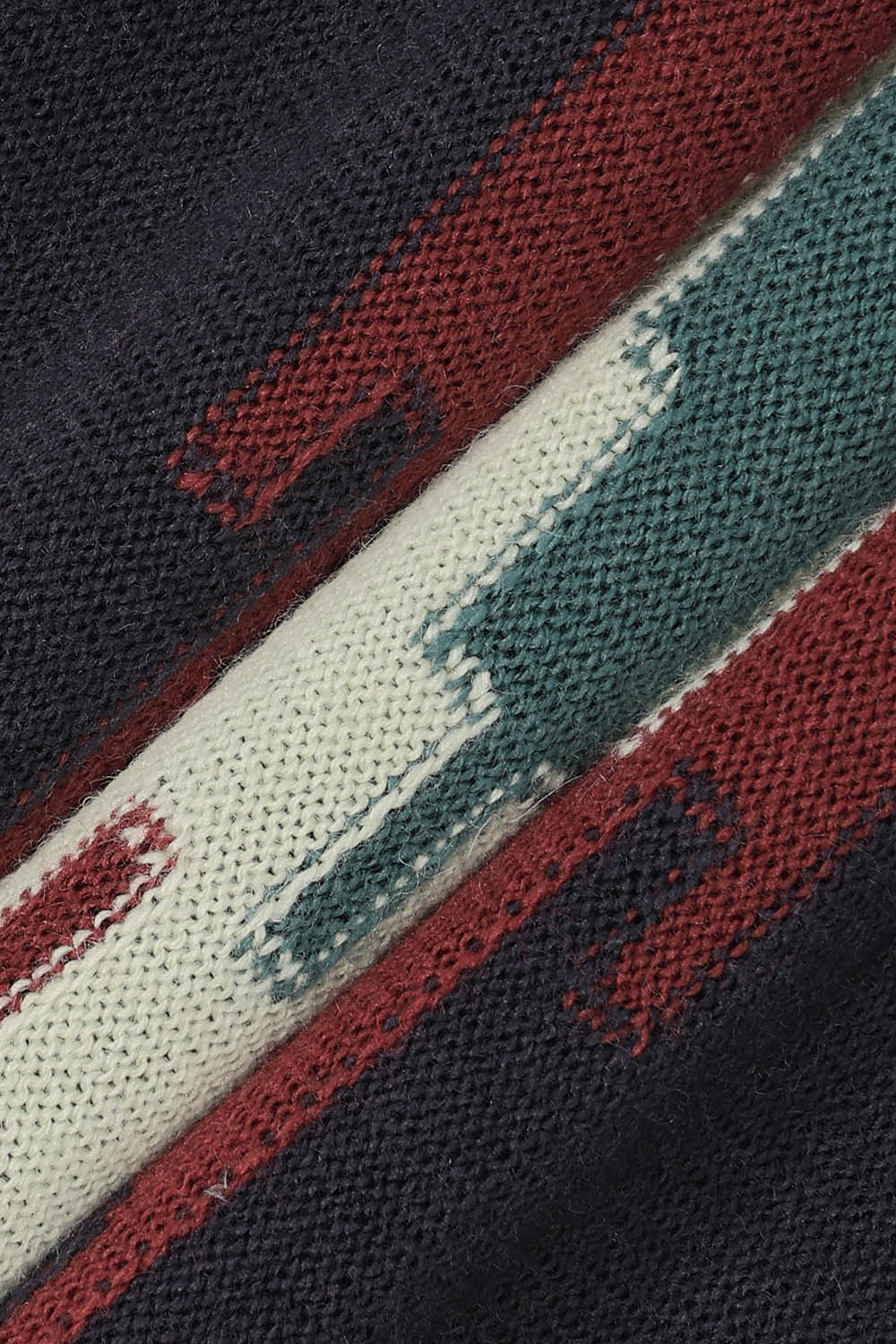 울 혼방 자카드 자수 가디건 네이비