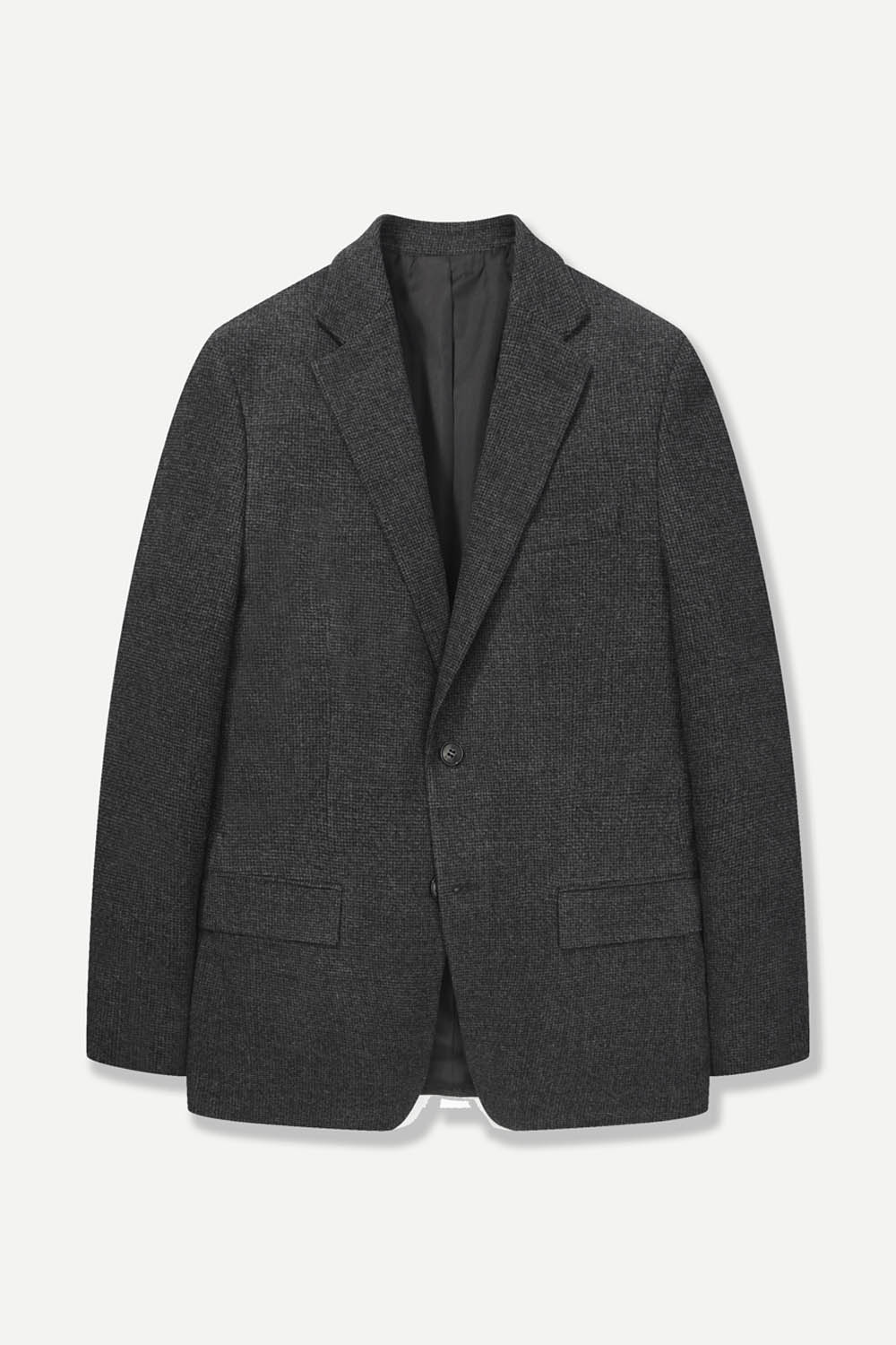 레이온 혼방 투톤 스트레치 자켓 다크 그레이