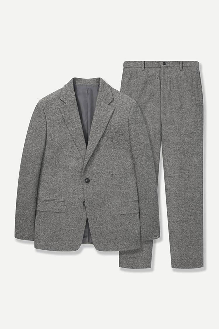 투톤 스트레치 너치드 라펠 셋업 그레이