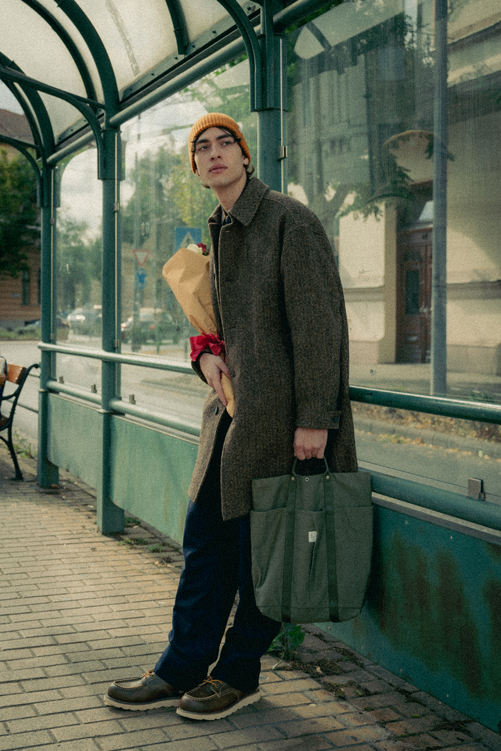 [공식몰] 울 100% 해링본 발마칸 코트 브라운