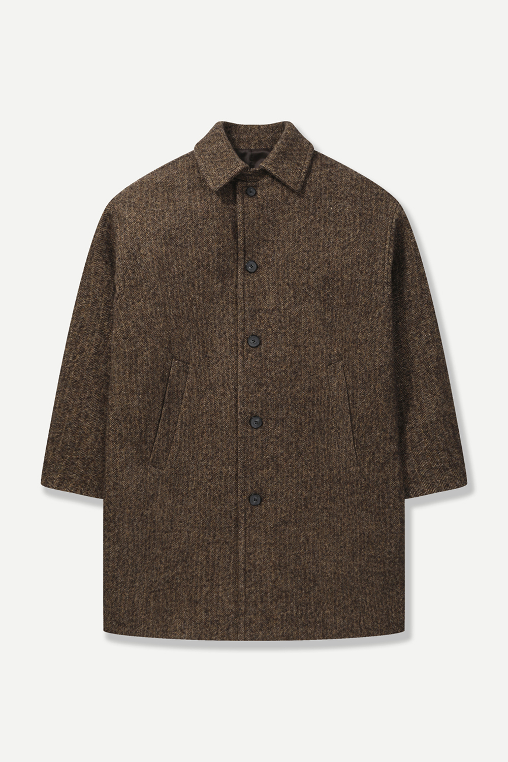 [공식몰] 울 100% 해링본 발마칸 코트 브라운