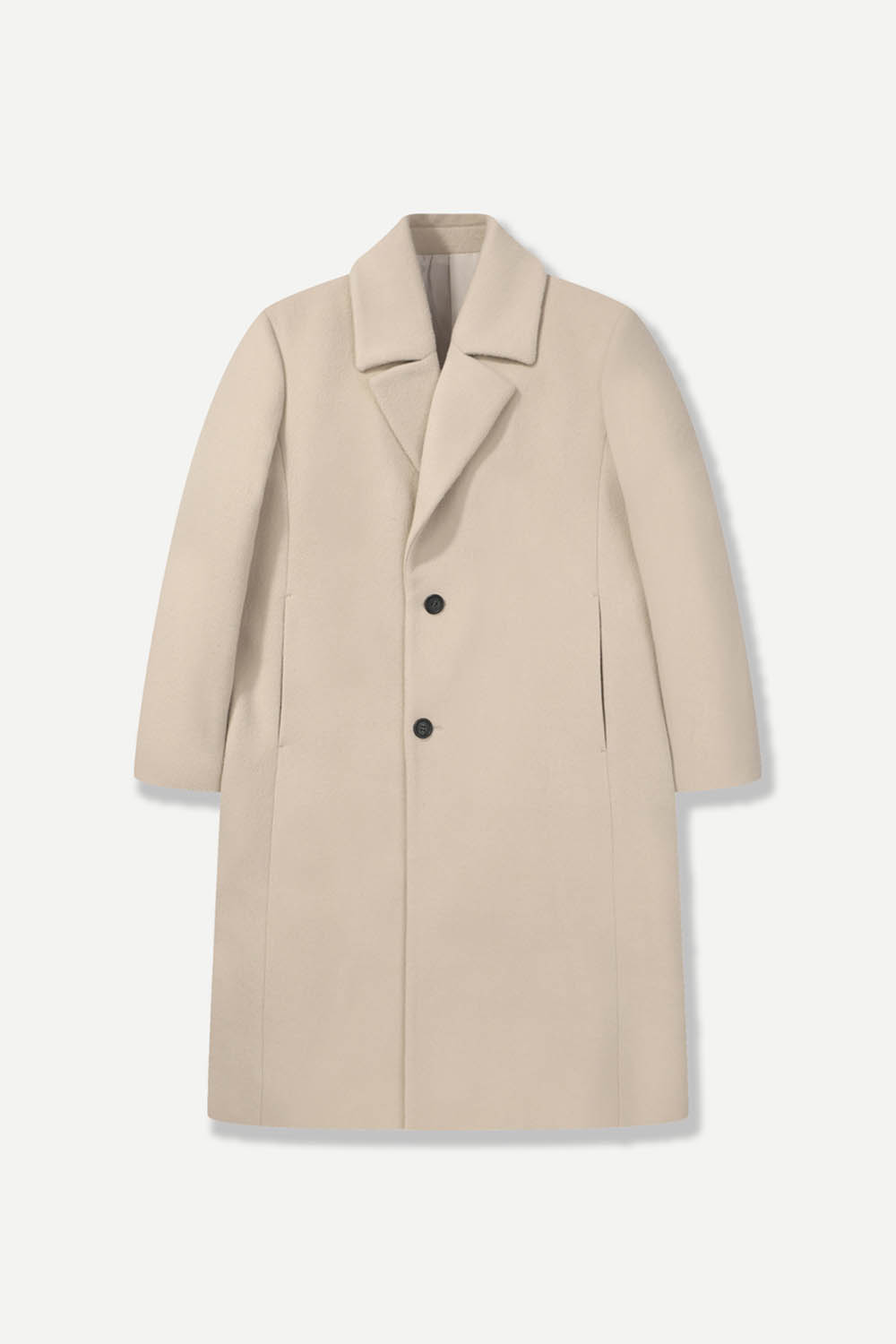 [공식몰] 울 혼방 세미 오버핏 투버튼 코트 베이지