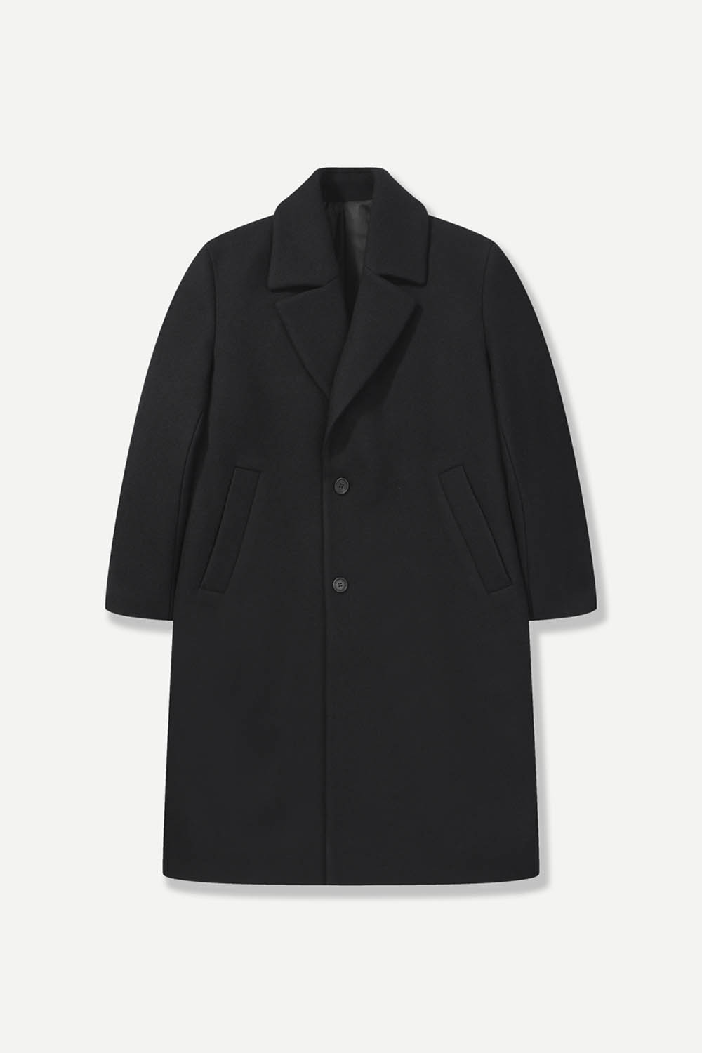 [공식몰] 울 혼방 싱글 오버핏 코트 블랙