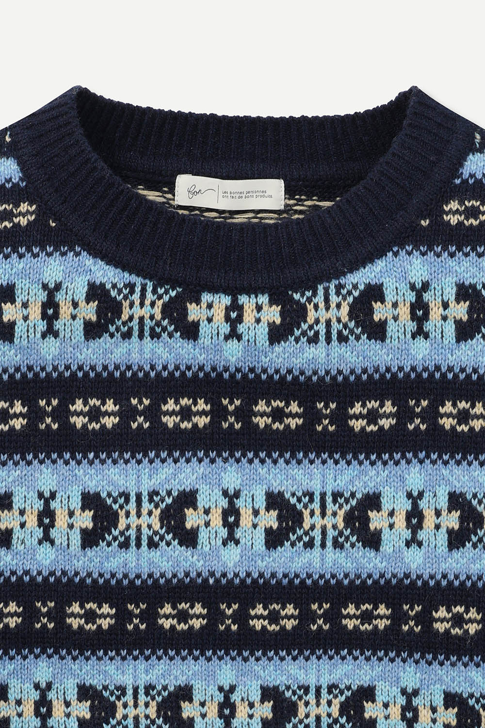 [공식몰] 노르딕 패턴 라운드 니트 네이비