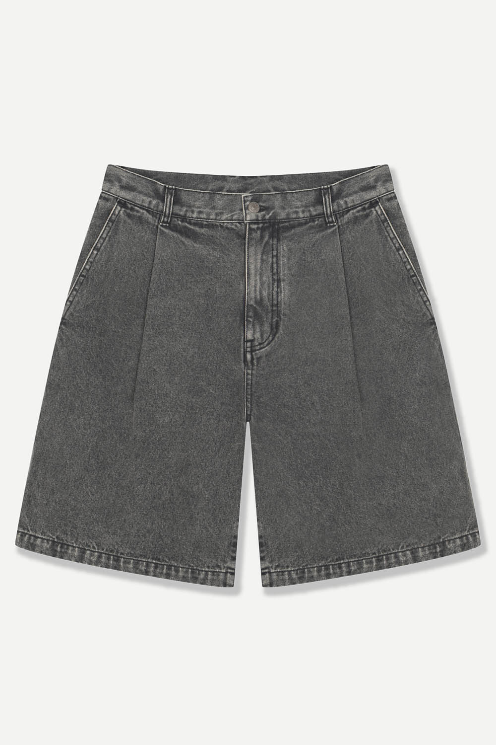 [본] 데님 하프 팬츠 그레이