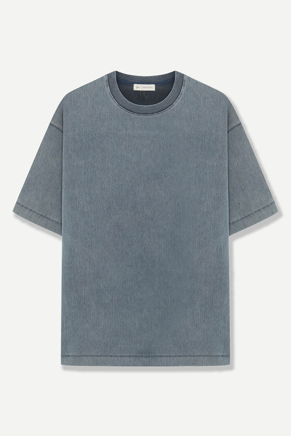 [본] 데님 워싱 반팔 티셔츠 블루
