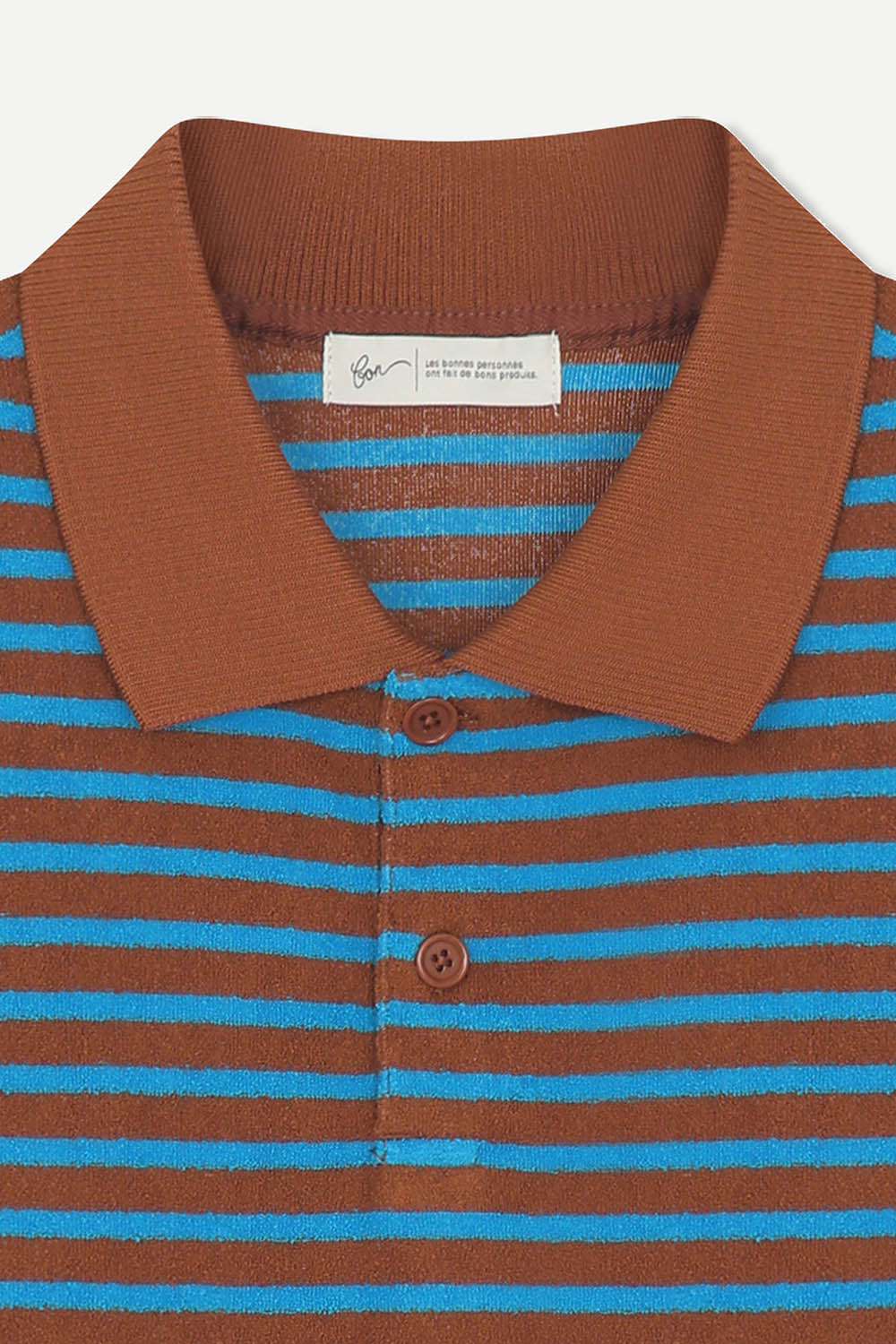 [본] 카라배색 테리 스트라이프 티셔츠 브라운