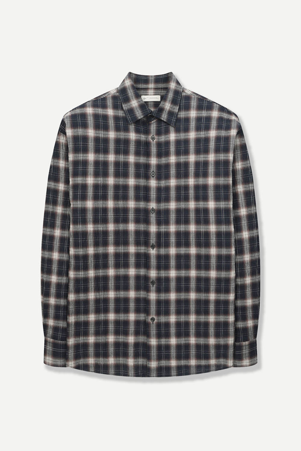 [본] 크리즈 체크 셔츠 네이비