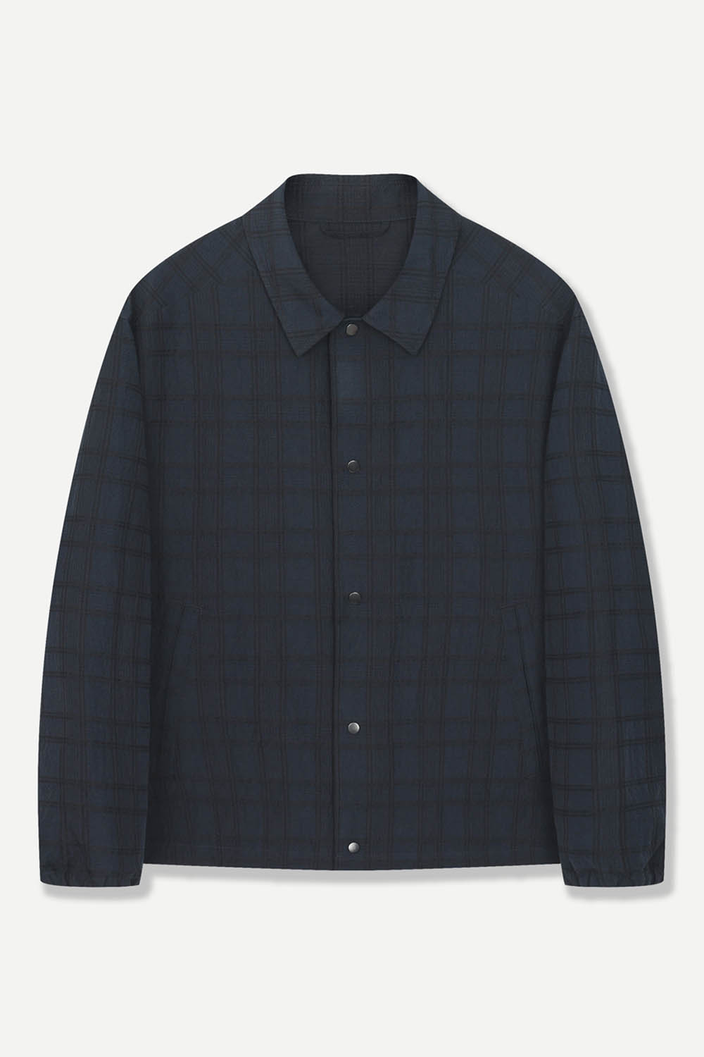[본] 코튼린넨 체크점퍼 네이비