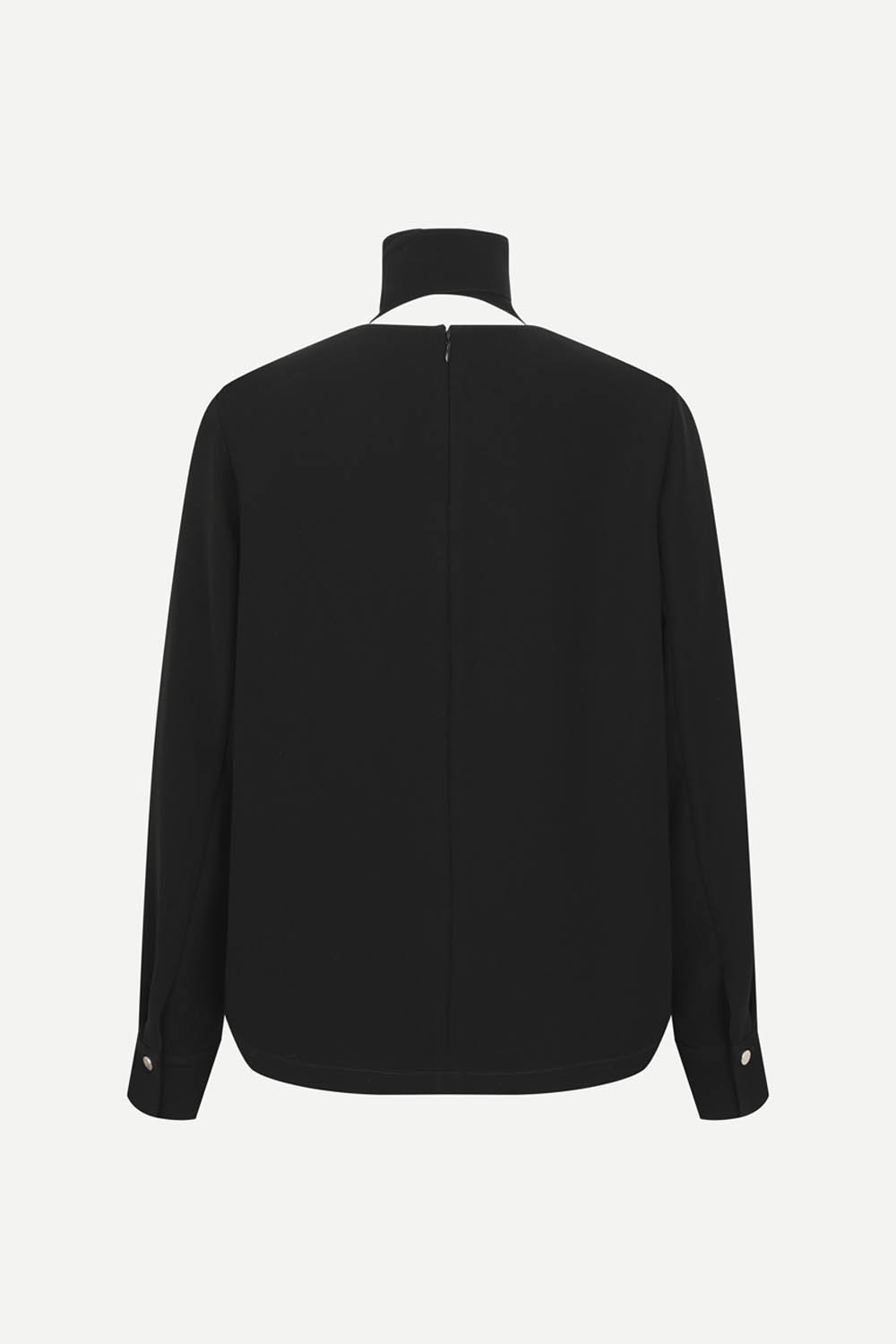 [캐리스노트] 타이 스트랩 드레이프 블라우스 블랙