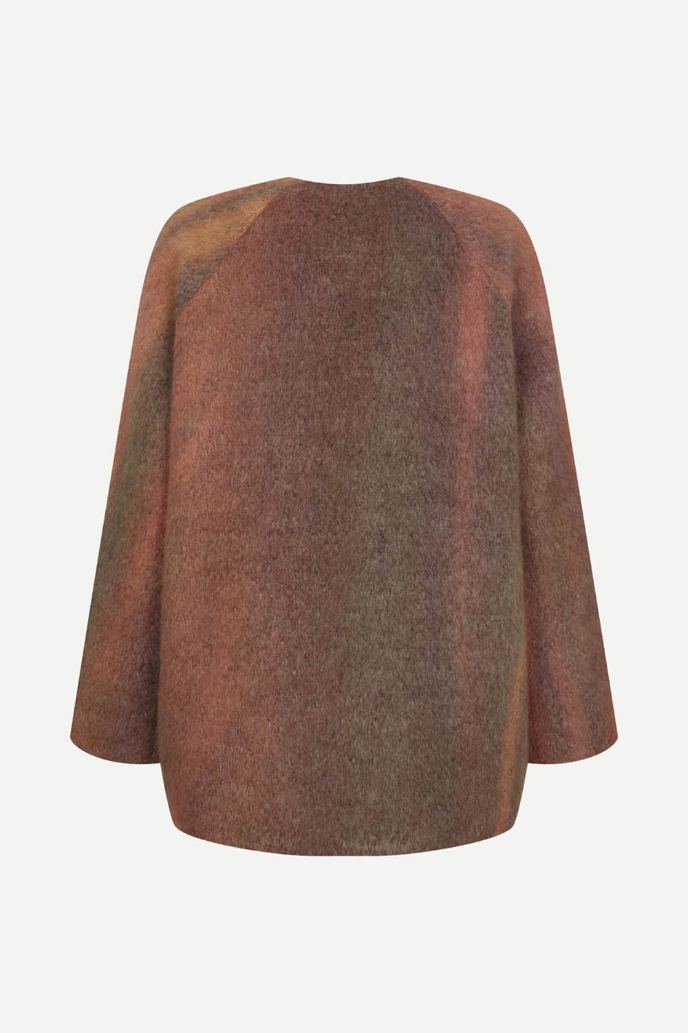 [공식몰] 멀티컬러 V넥 노카라 울 코트 브라운