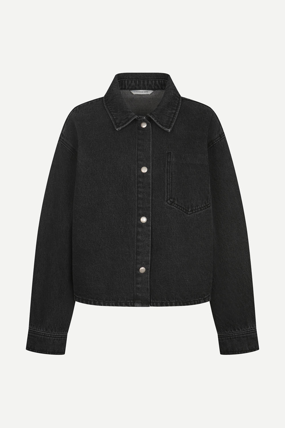 [캐리스노트] 크롭 면 데님 셔캣 블랙