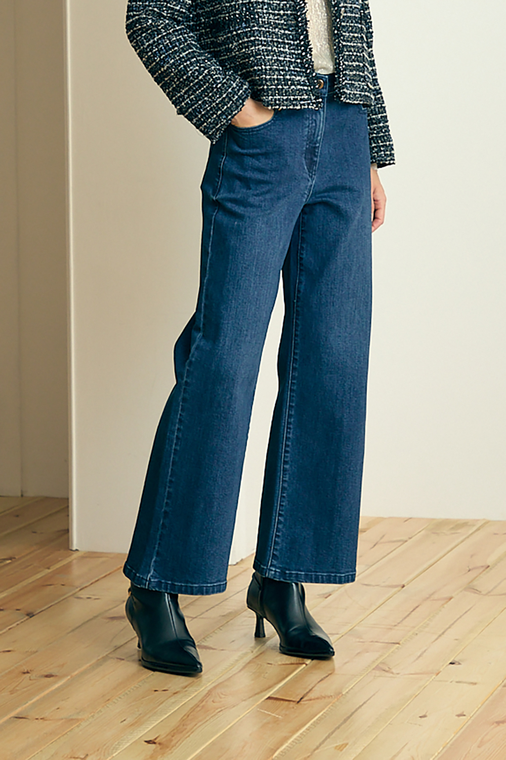 [공식몰] 세미 와이드 데님 팬츠 블루