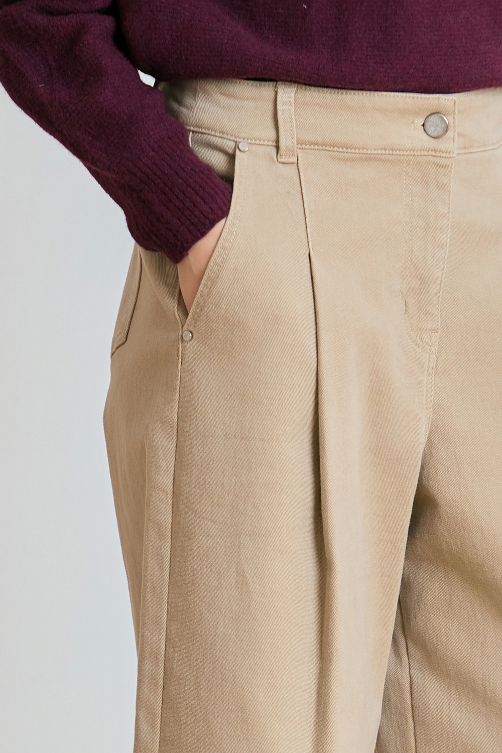 [캐리스노트] 크롭 와이드 데님 팬츠 베이지