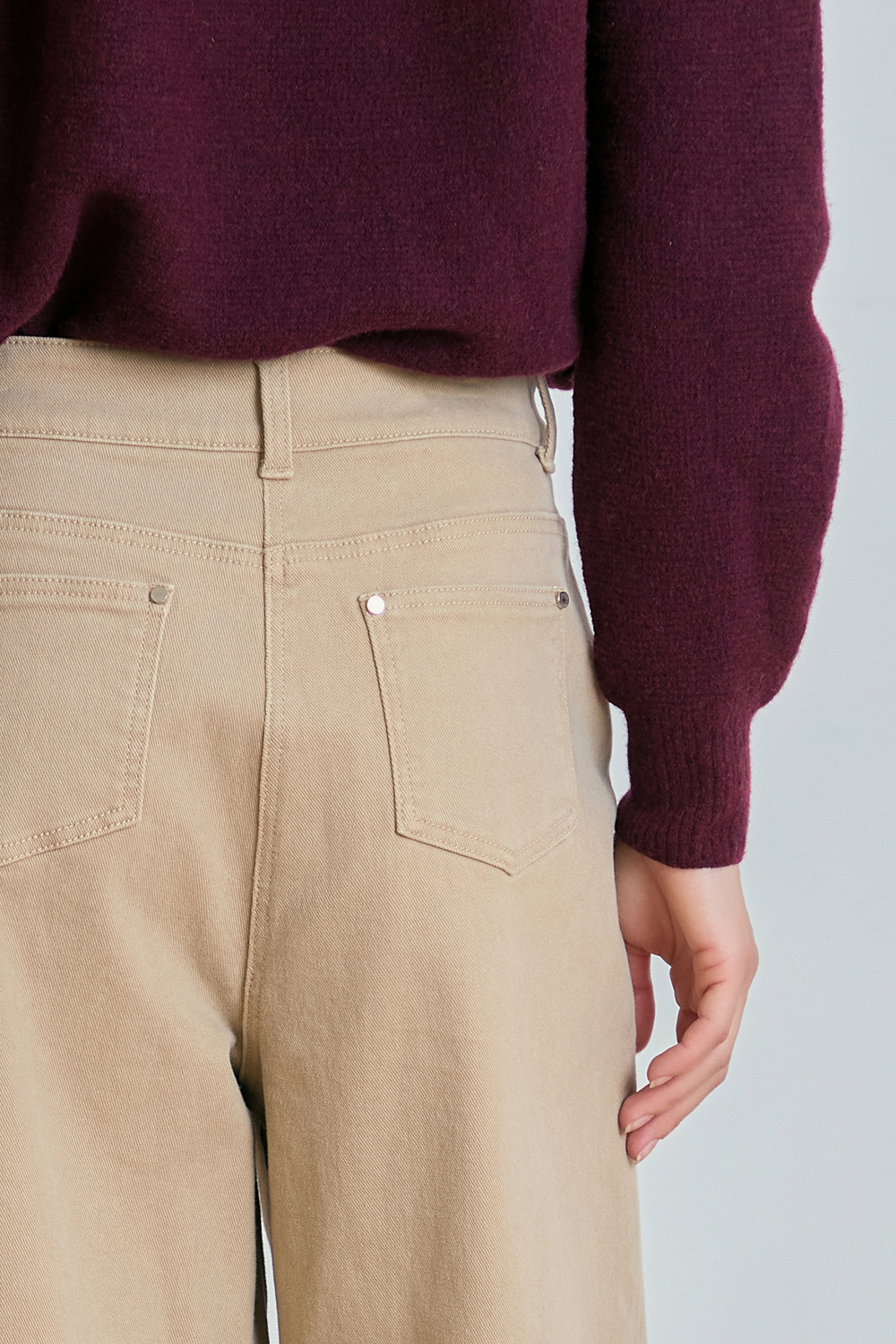 [캐리스노트] 크롭 와이드 데님 팬츠 베이지