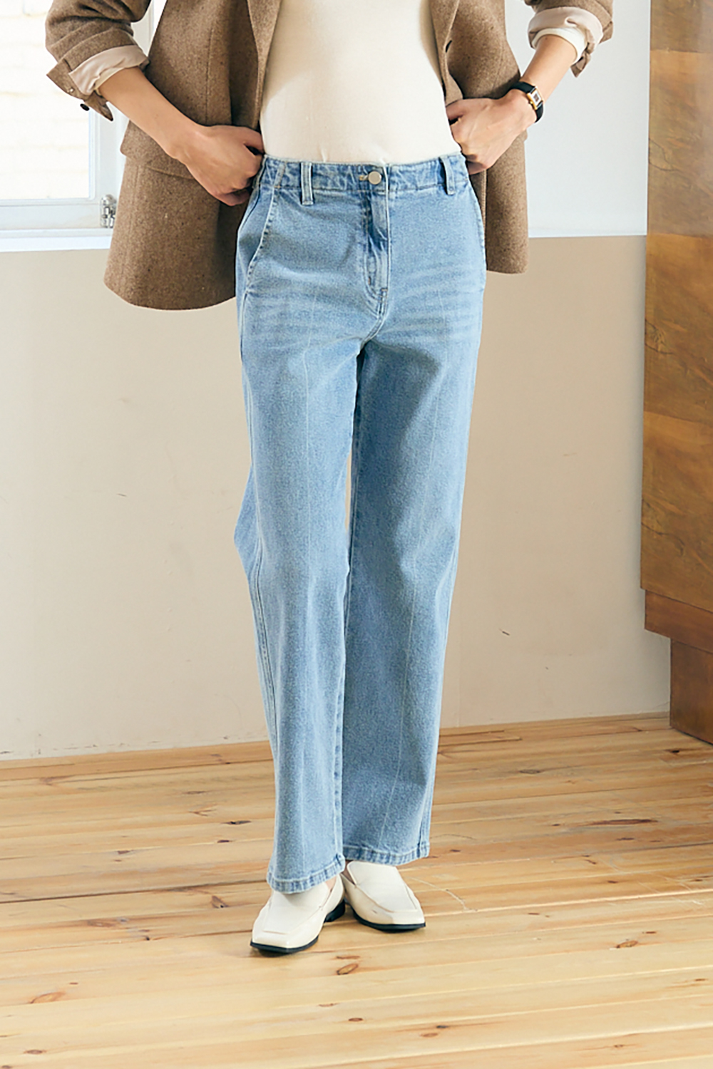 [공식몰] 레직기 포인트 데님 팬츠 라이트 블루