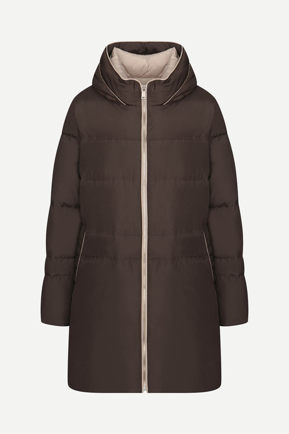 [공식몰] 지그재그 퀄팅 후드 다운 점퍼