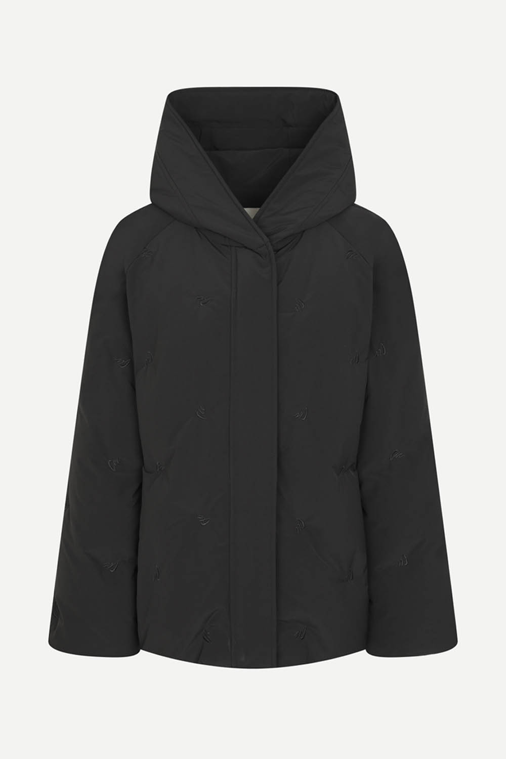 [공식몰] 엠브로이더리 자수 미디 다운 점퍼 블랙