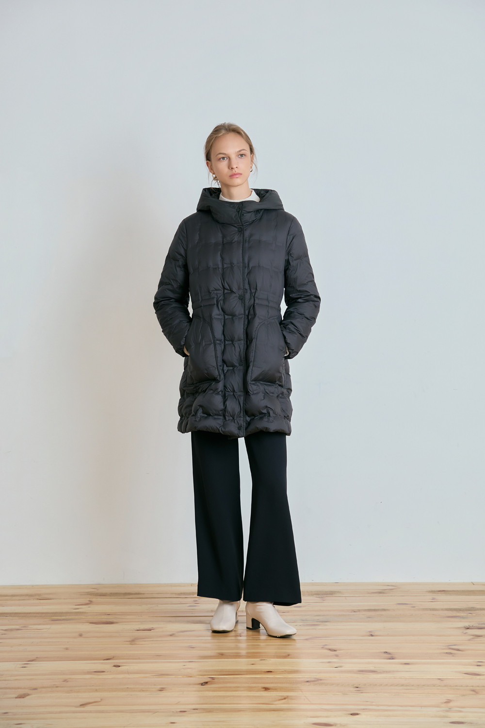 [캐리스노트] 롱 퀄팅 다운 점퍼 블랙