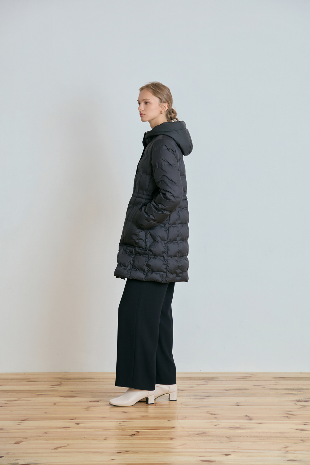 [캐리스노트] 롱 퀄팅 다운 점퍼 블랙