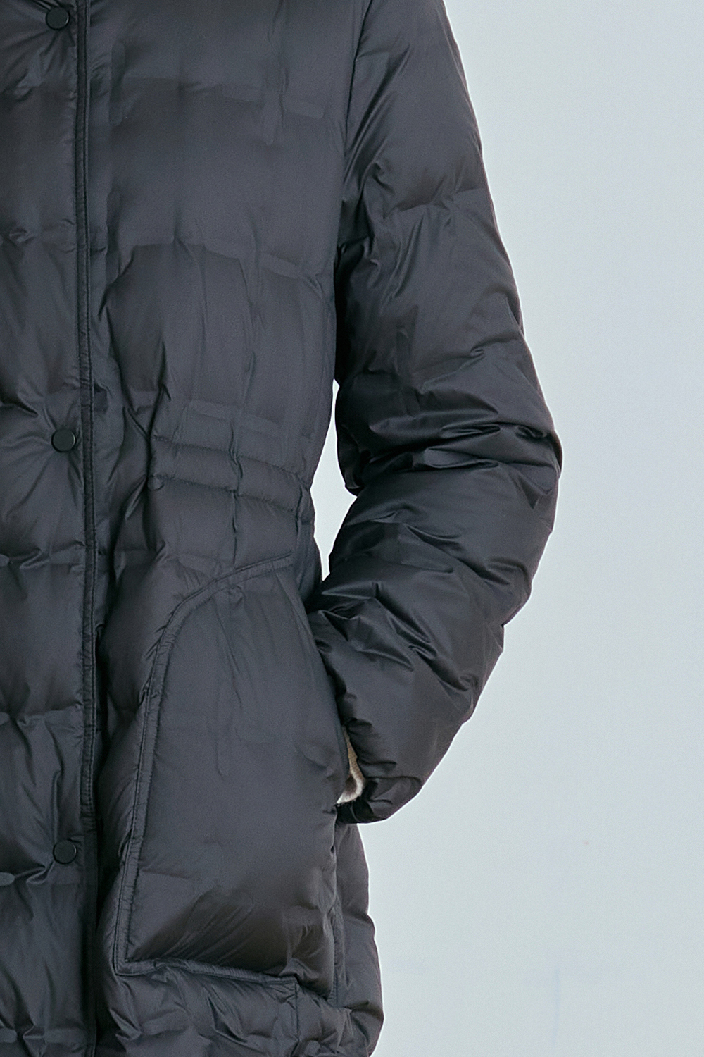 [캐리스노트] 롱 퀄팅 다운 점퍼 블랙