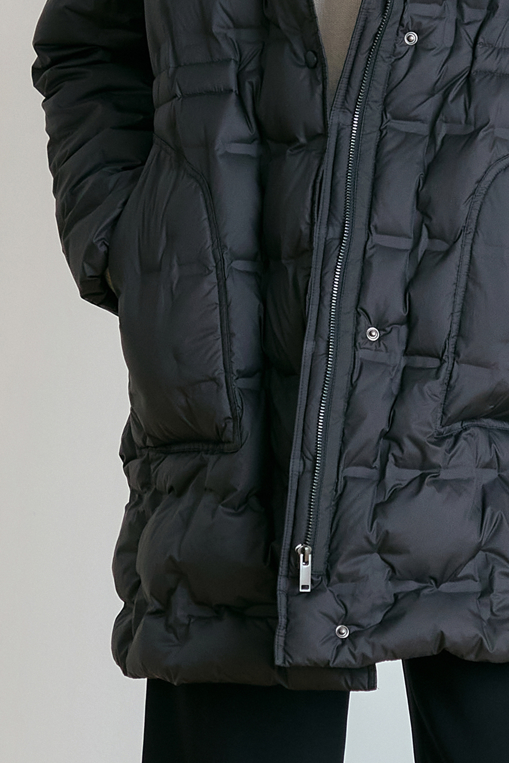 [캐리스노트] 롱 퀄팅 다운 점퍼 블랙