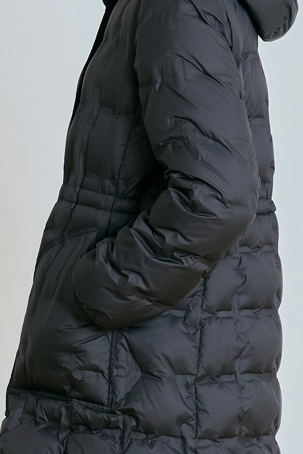 [캐리스노트] 롱 퀄팅 다운 점퍼 블랙