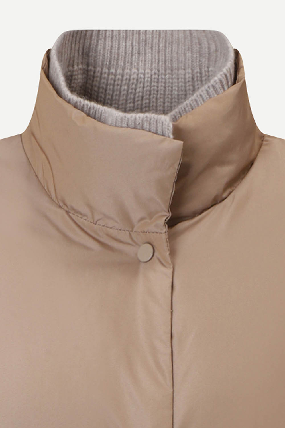 [캐리스노트] 하이넥 니트카라 구스다운 점퍼 베이지