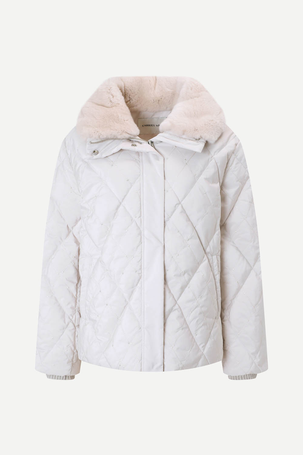 [공식몰] 자수포인트 구스 다운 점퍼 라이트 베이지