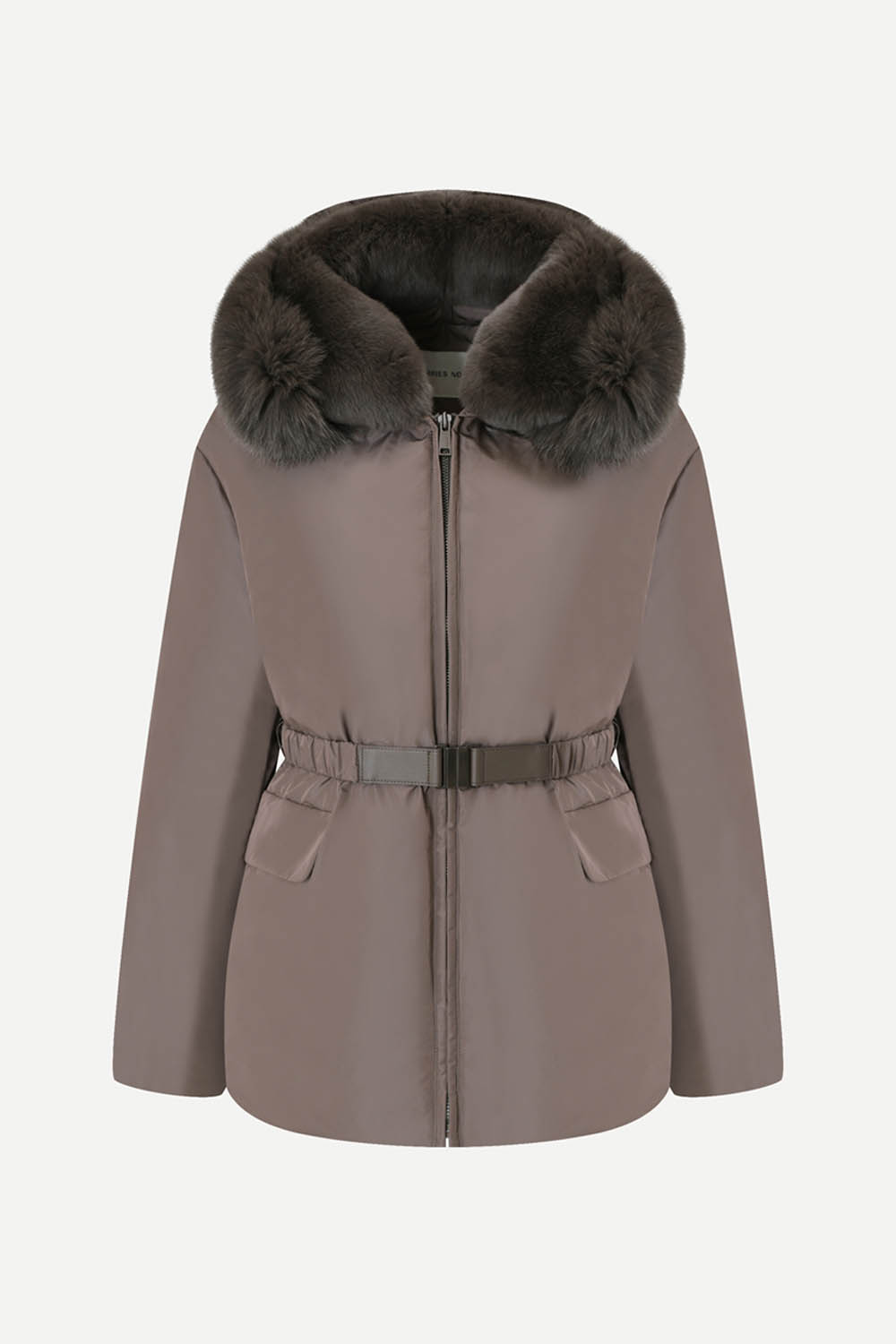 [공식몰] 퍼 믹스 후드 구스다운 점퍼 브라운