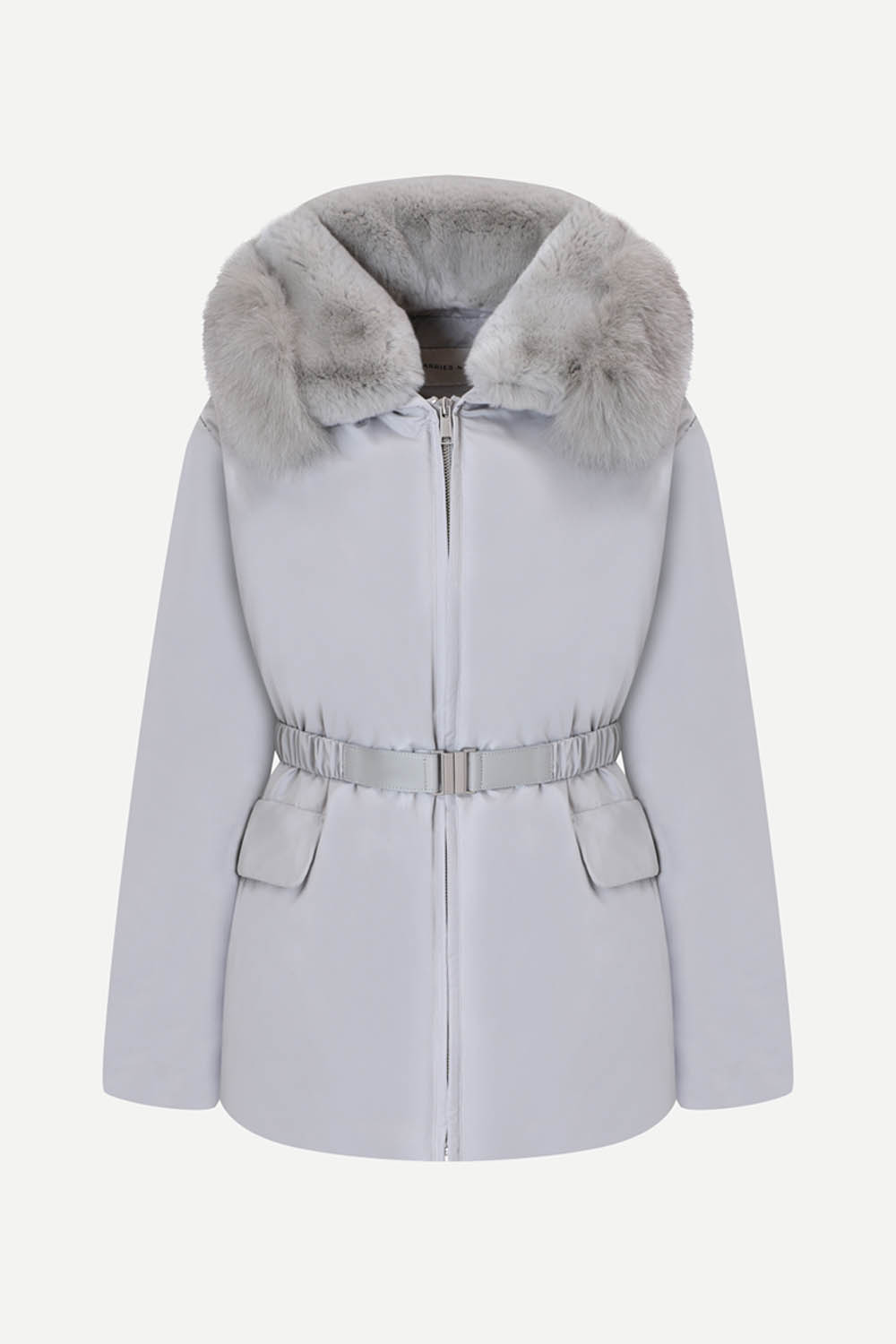 [공식몰] 퍼 믹스 후드 구스다운 점퍼 라이트 그레이