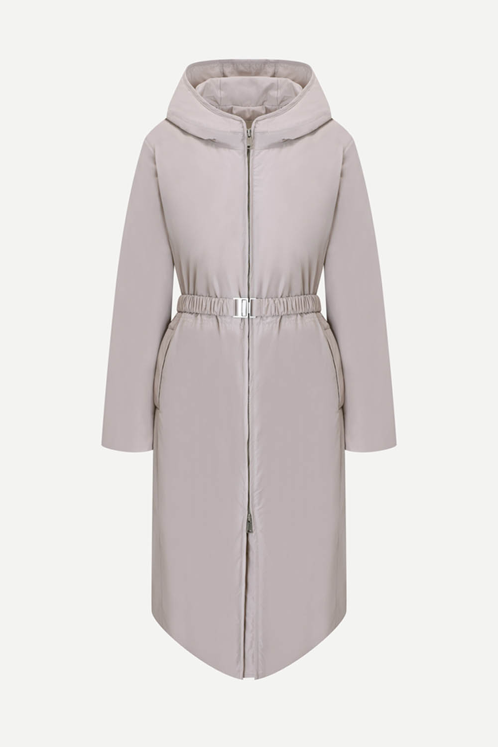 [공식몰] 후드 벨티드 롱 다운 점퍼 베이지