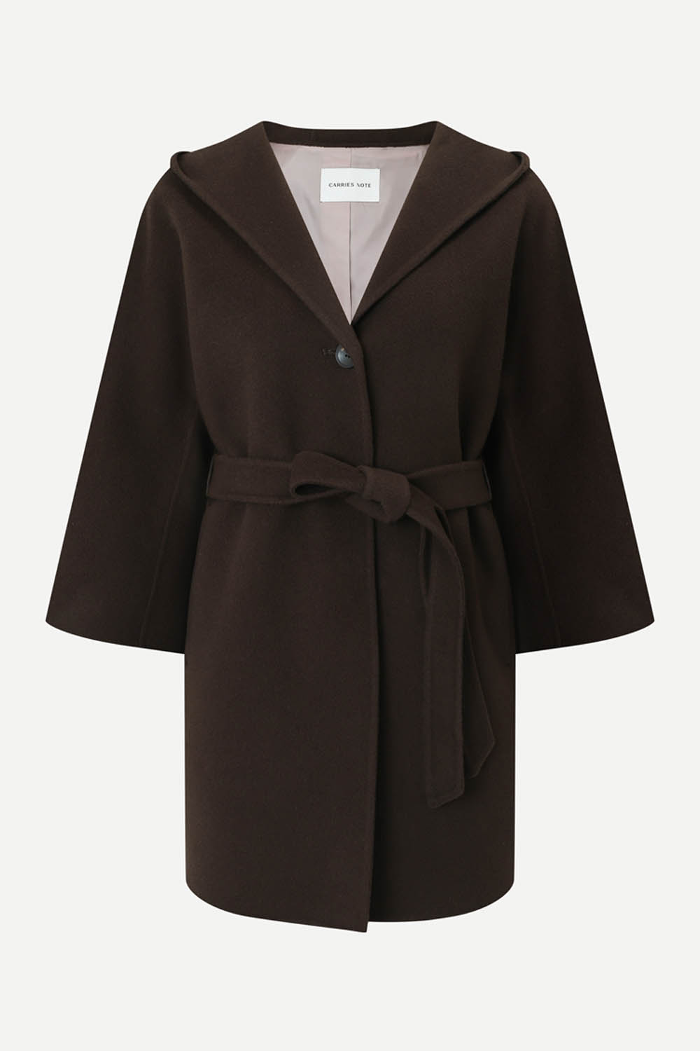 [캐리스노트] 핸드메이드 하프 후드 코트 브라운