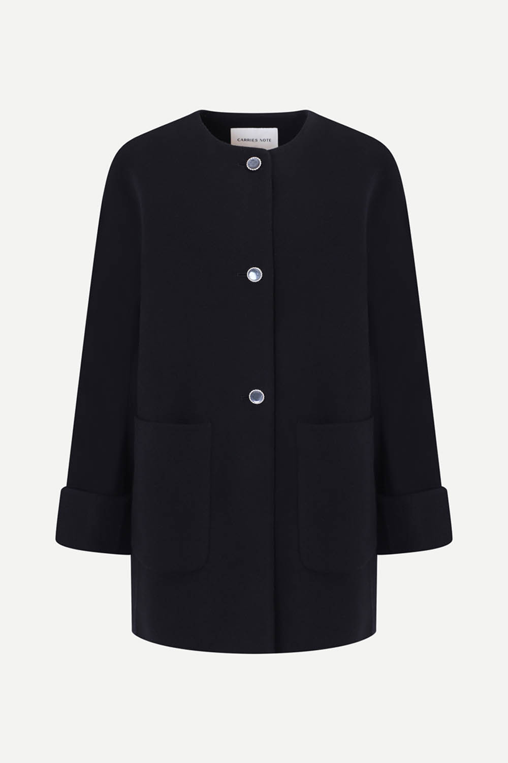 [공식몰] 캐시미어 블렌드 미니멀 코트 블랙