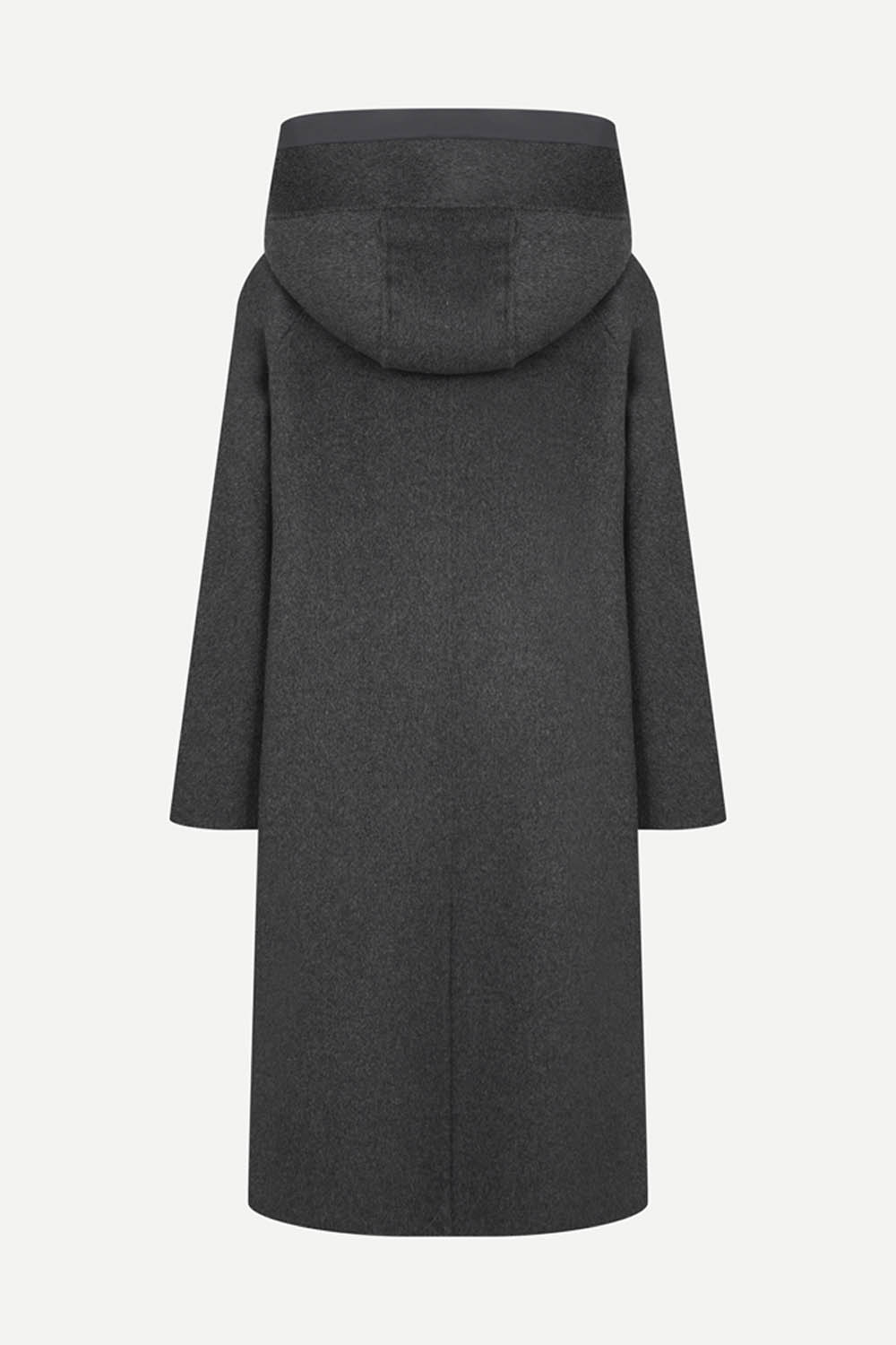 [캐리스노트] 패딩 후드 핸드메이드 롱 코트 다크 그레이