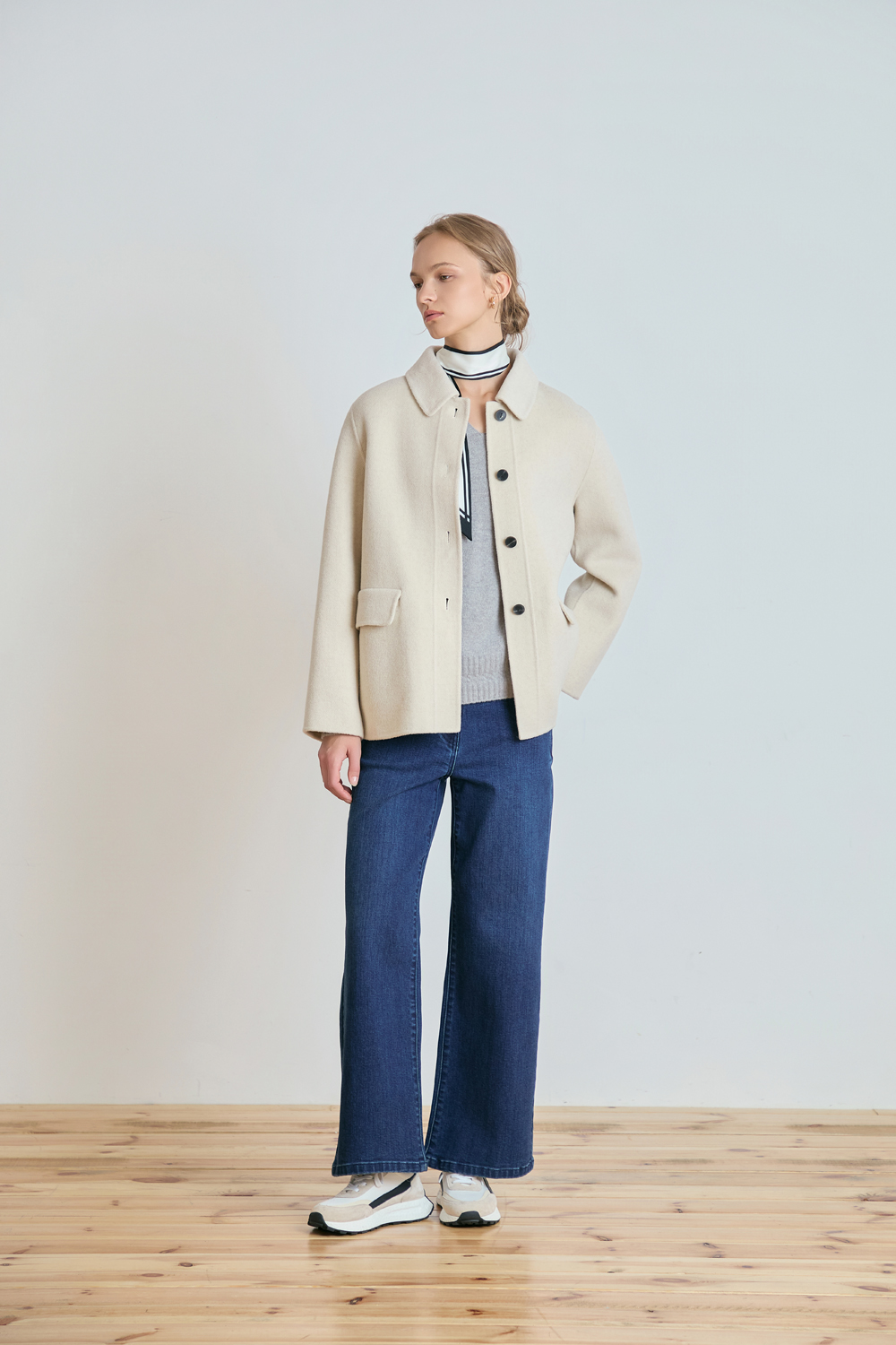 [공식몰] 여밈 장식 핸드메이드 자켓 라이트 베이지