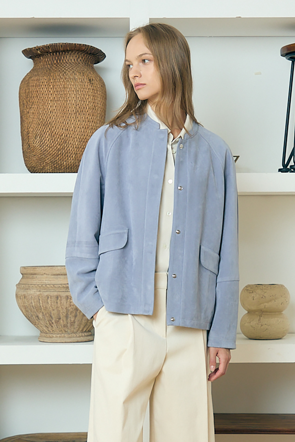 [공식몰] 에코 스웨이트 플랩 포켓 자켓 바이올렛 블루