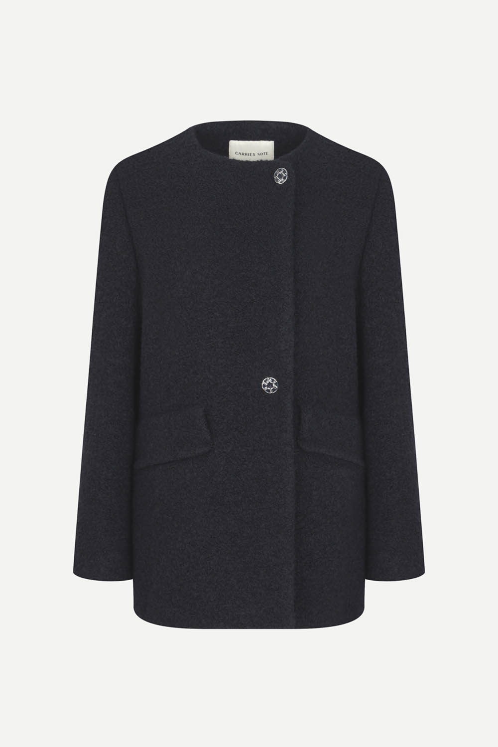 [캐리스노트] 알파카 블렌드 부클 자켓 네이비