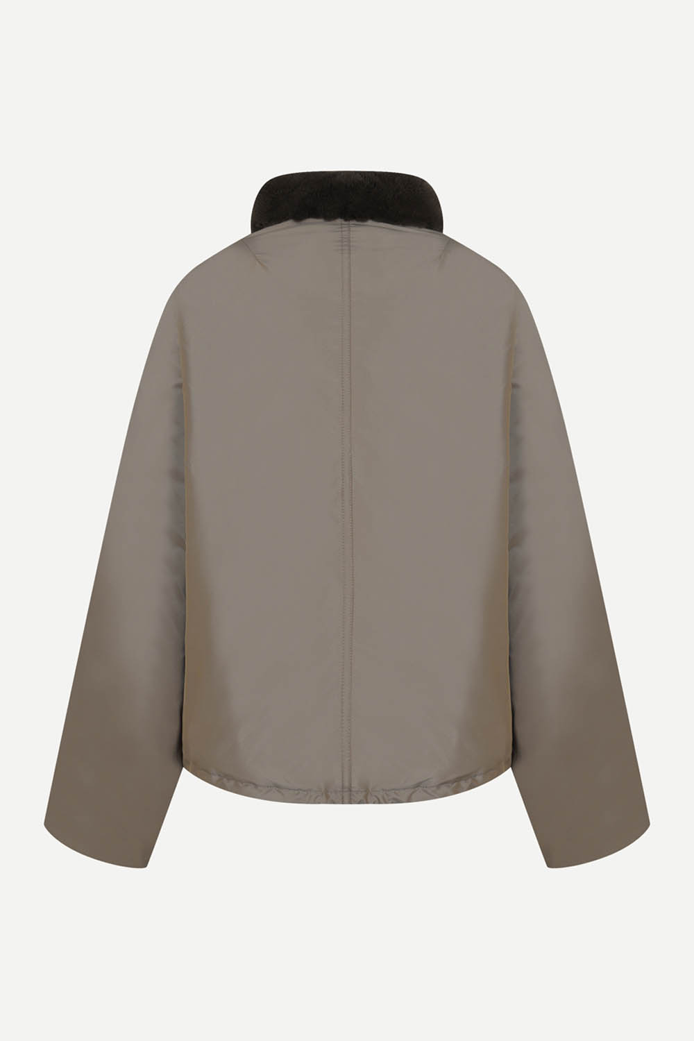 [캐리스노트] 밍크 카라 A라인 숏 점퍼 카키