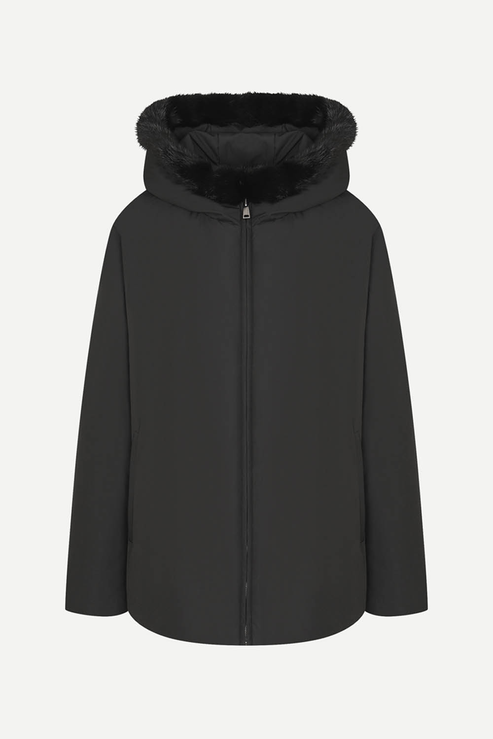 [공식몰] 밍크 후드 다운 점퍼 블랙