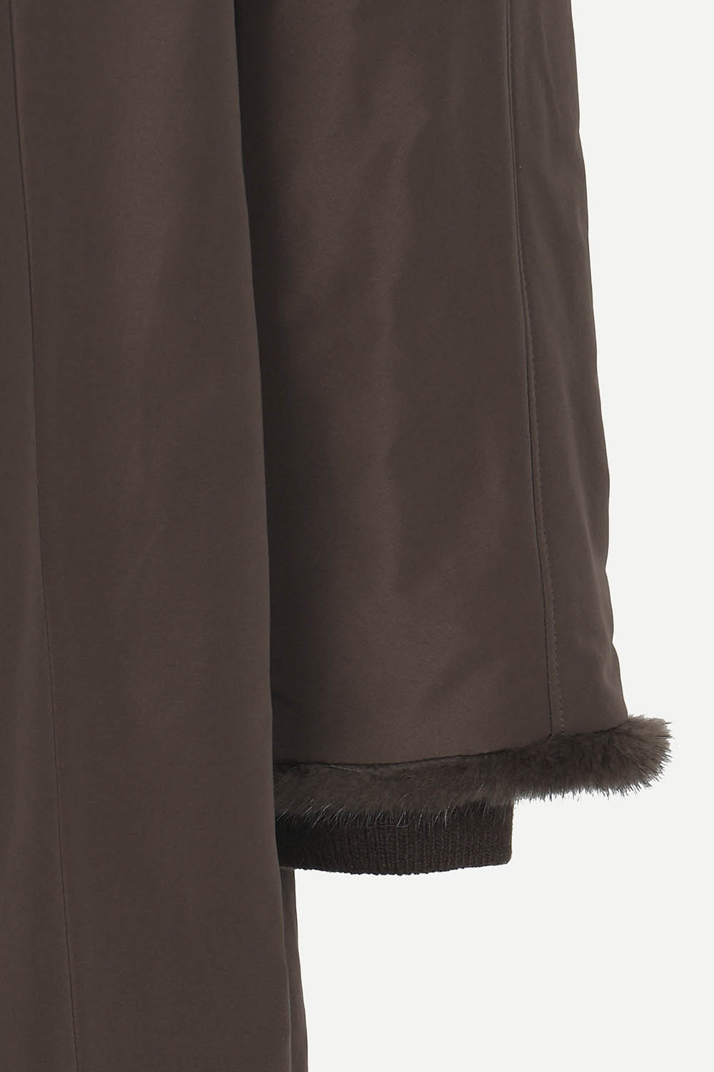 [캐리스노트] 밍크 카라 롱 구스다운 점퍼 브라운