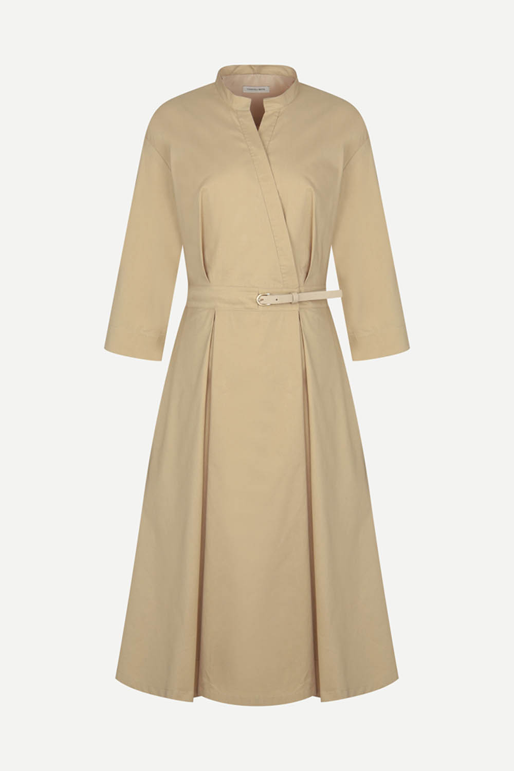 [공식몰] 차이나 카라 브이넥 원피스 베이지