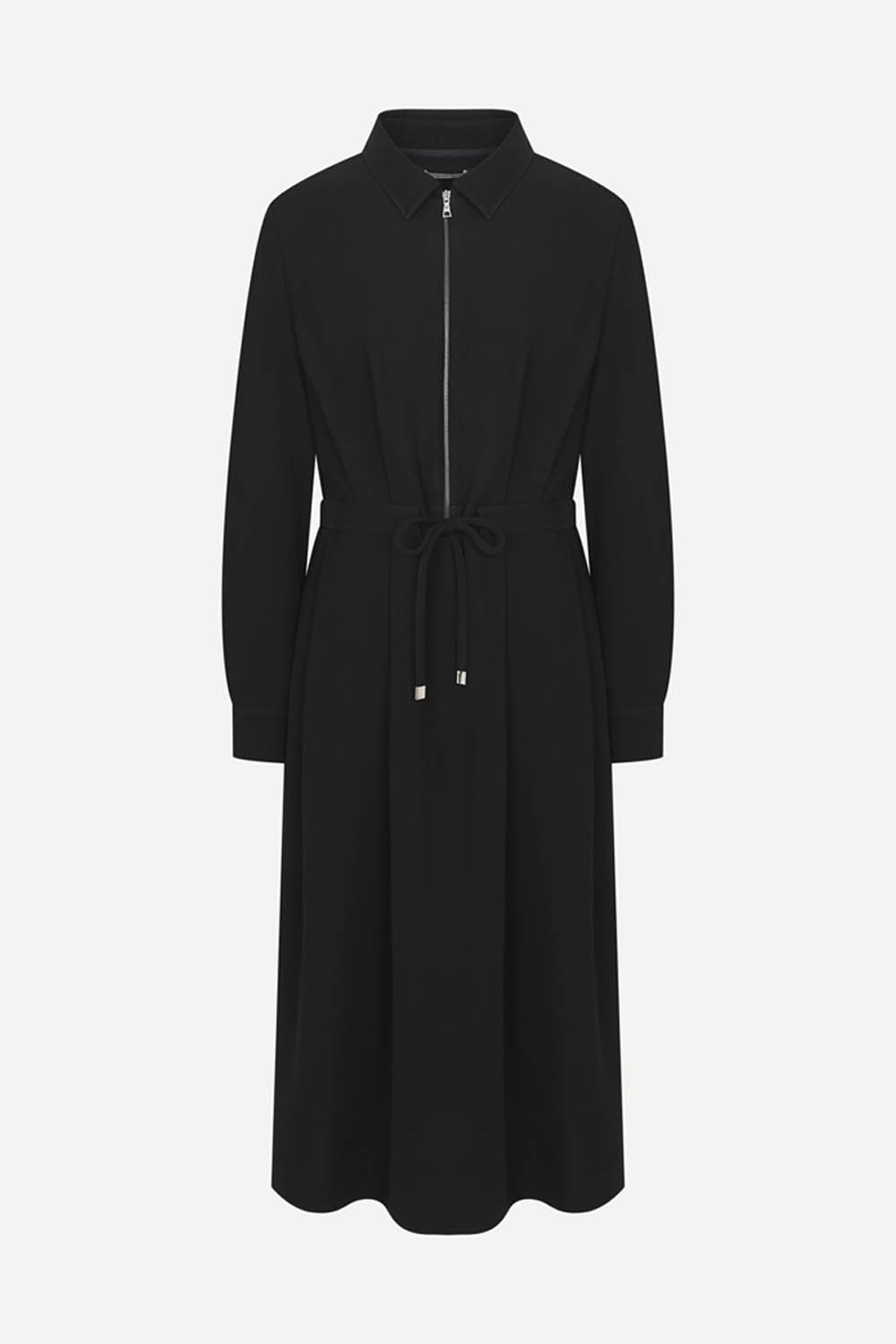 [공식몰] 셔츠 카라 드로스트링 롱 원피스 블랙