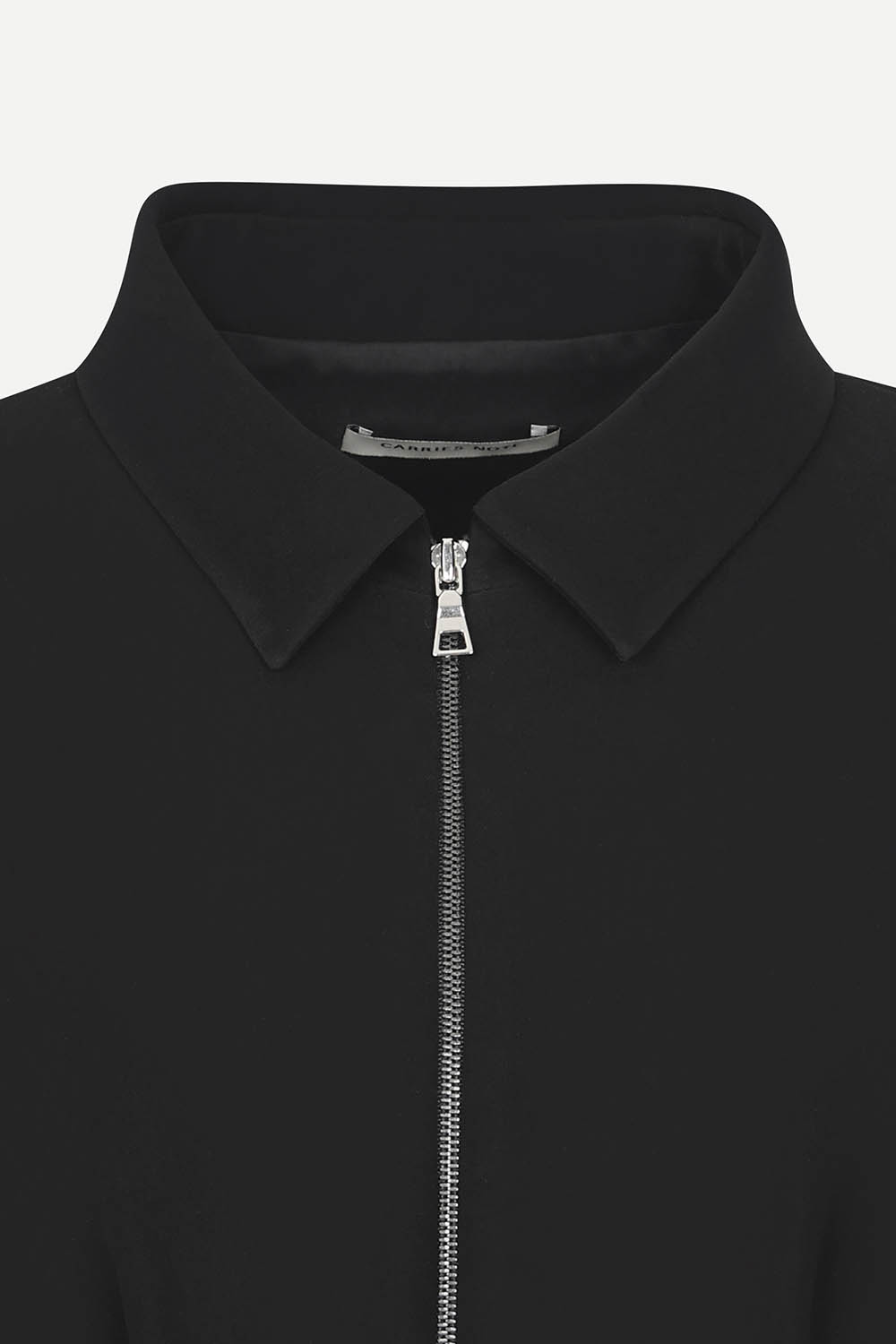 [캐리스노트] 셔츠 카라 드로스트링 롱 원피스 블랙