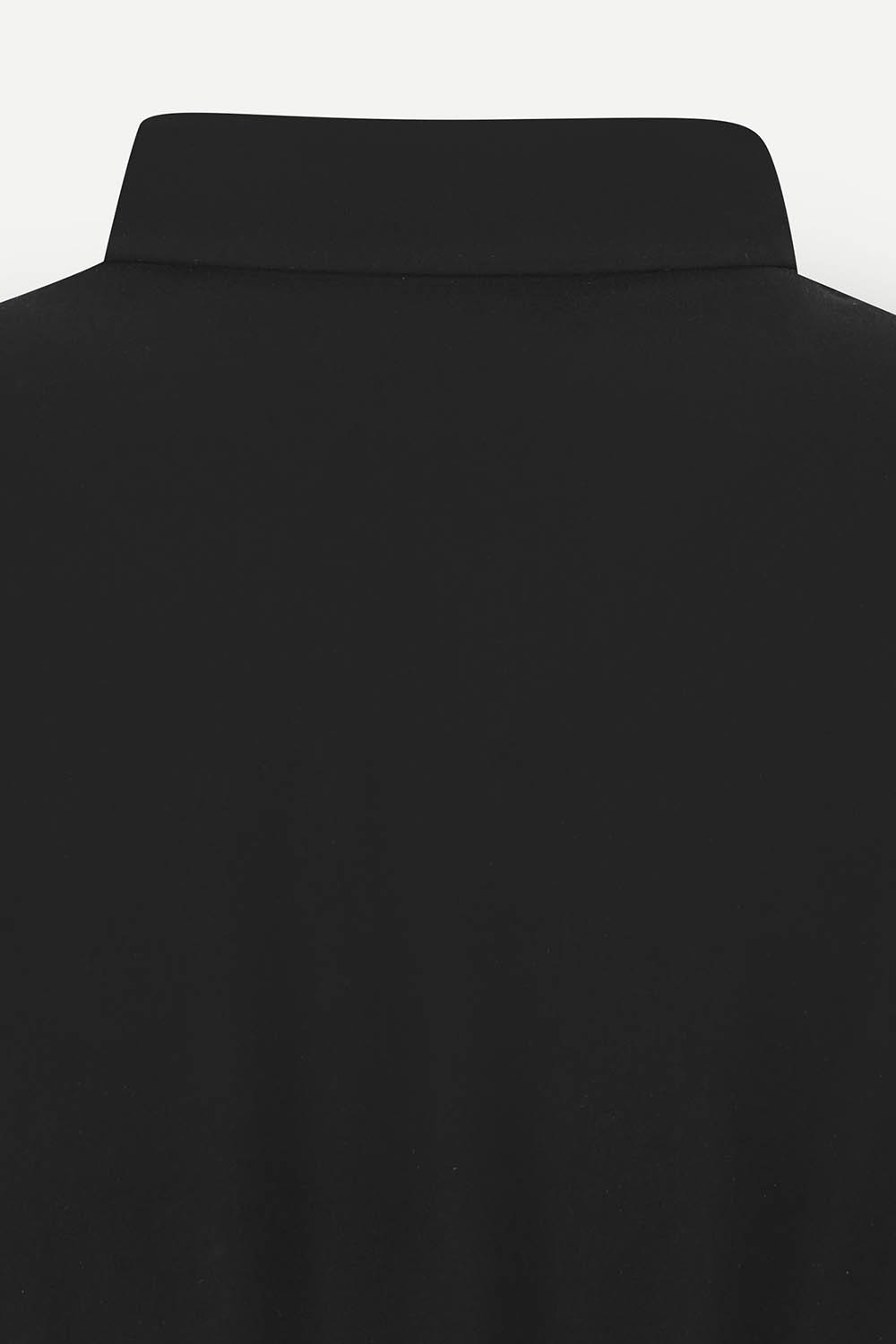 [캐리스노트] 셔츠 카라 드로스트링 롱 원피스 블랙