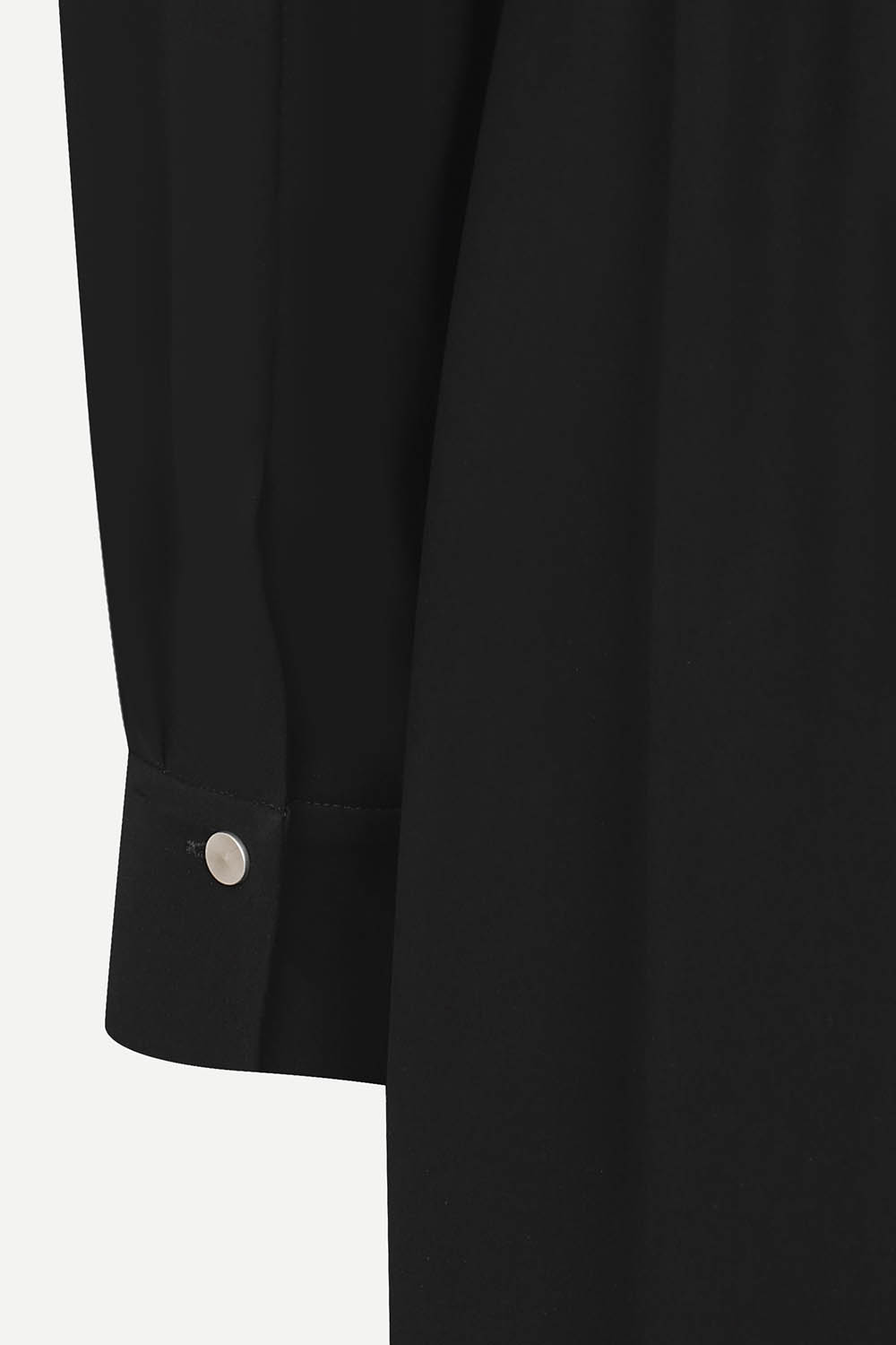 [캐리스노트] 셔츠 카라 드로스트링 롱 원피스 블랙